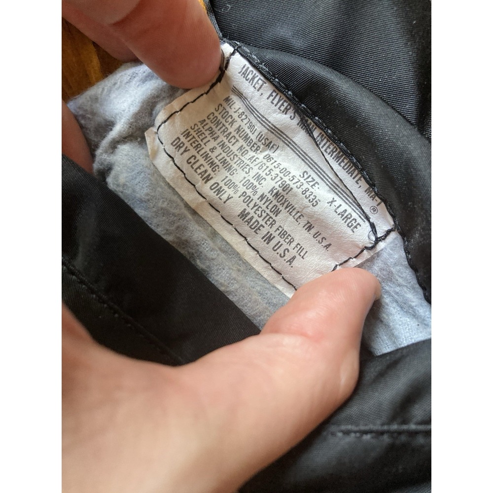 Vintage Alpha Industries MA-1 Flyers Jacket Mens XL Black Reversible Bomber USA - Picture 7 of 10